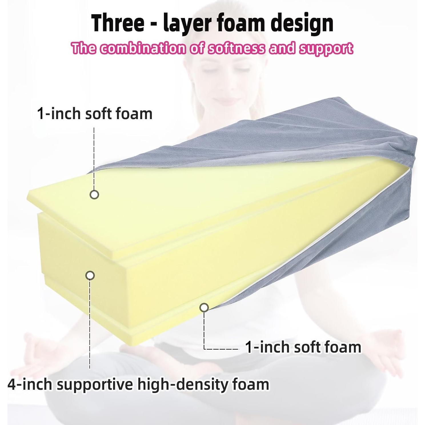 Almohada Bolster de Yoga GOFORIT 67.3x24.1x15.2cm Gris