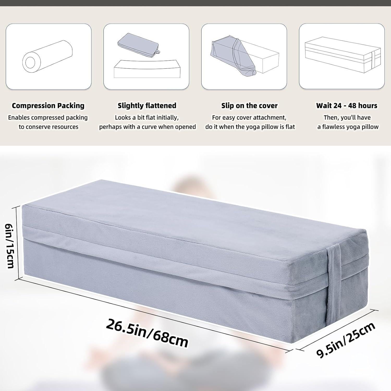 Almohada Bolster de Yoga GOFORIT 67.3x24.1x15.2cm Gris