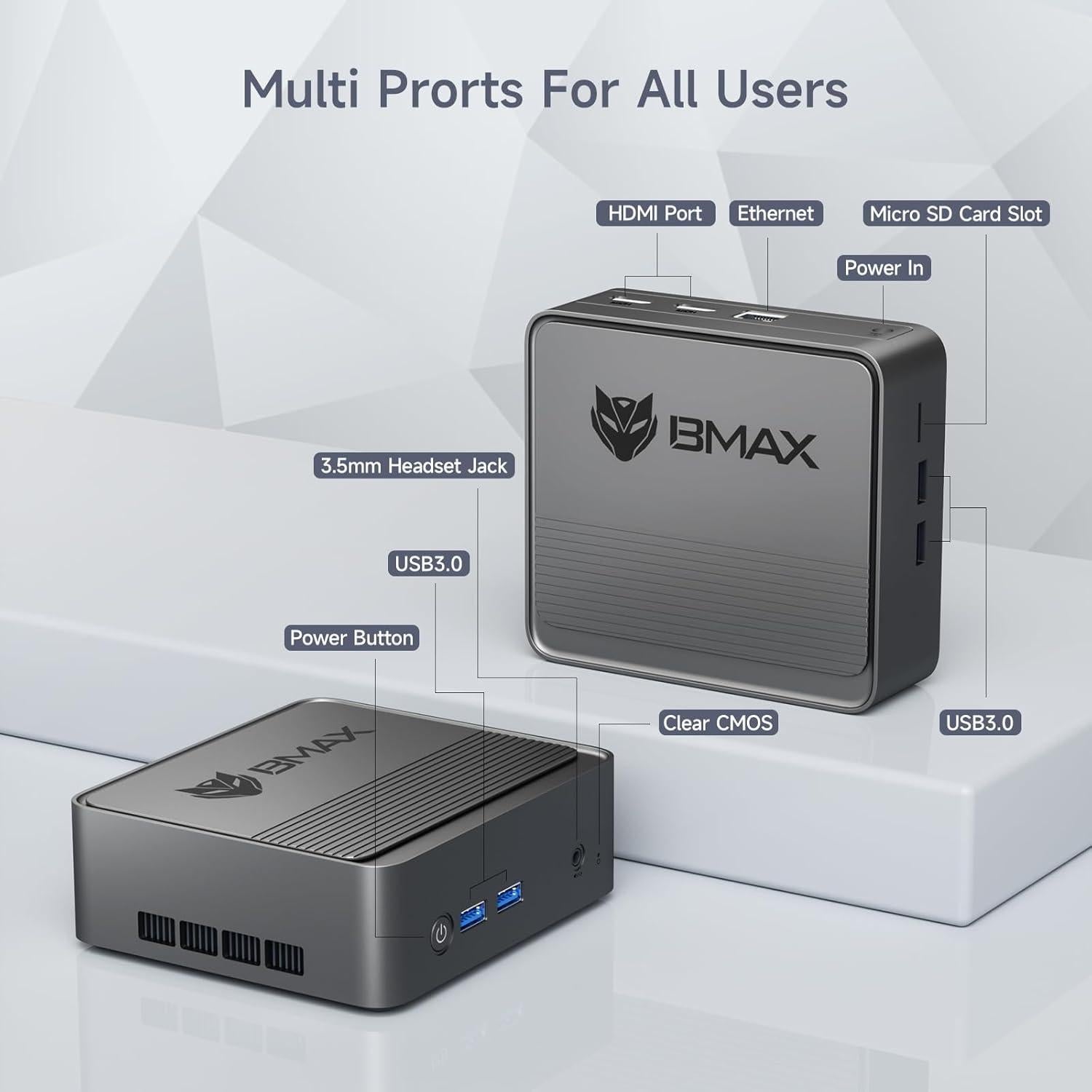 Bmax B3 Mini PC 256GB SSD 8GB LPDDR4 Intel N5095 4K
