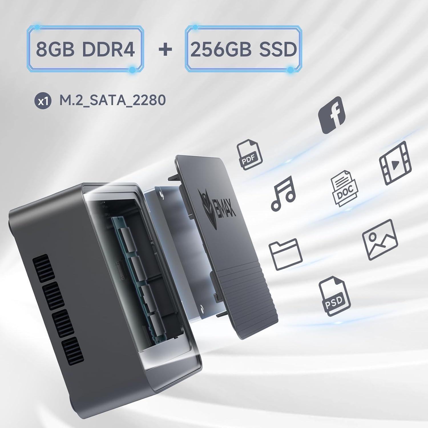 Bmax B3 Mini PC 256GB SSD 8GB LPDDR4 Intel N5095 4K