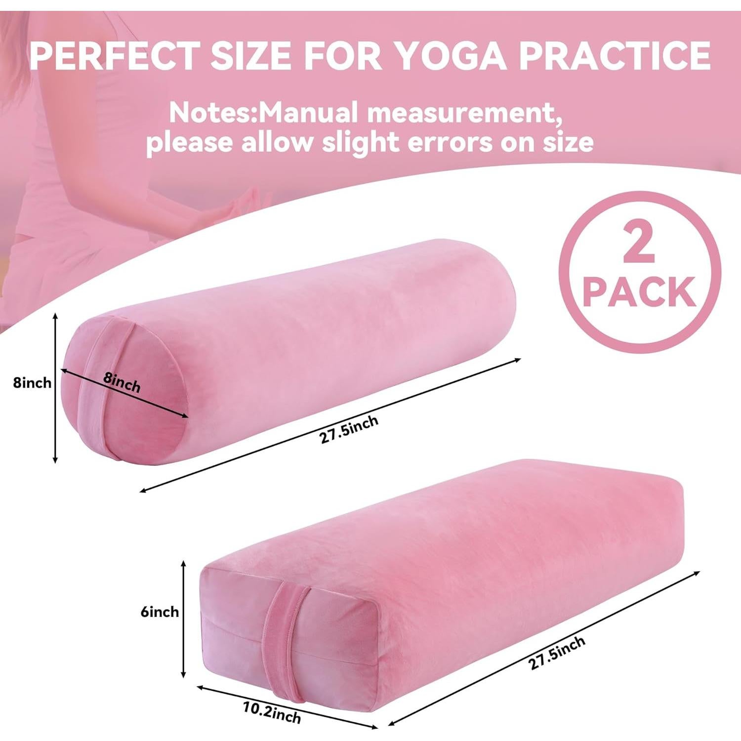 Conjunto de Almohadas de Yoga ROYALAY Rosa - Rectangulares y Cilíndricas