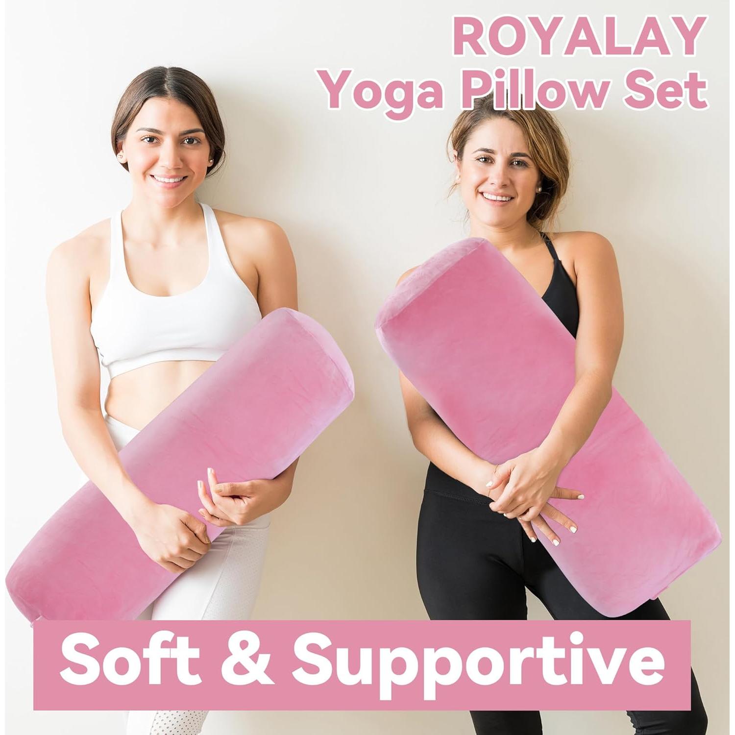 Conjunto de Almohadas de Yoga ROYALAY Rosa - Rectangulares y Cilíndricas