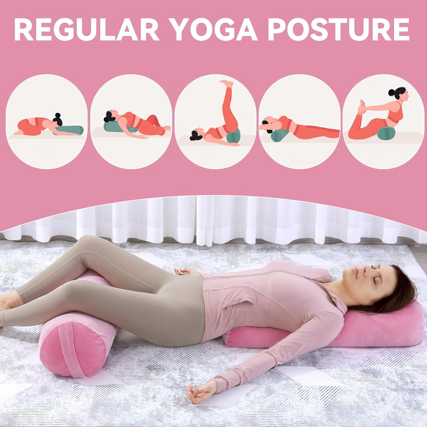 Conjunto de Almohadas de Yoga ROYALAY Rosa - Rectangulares y Cilíndricas