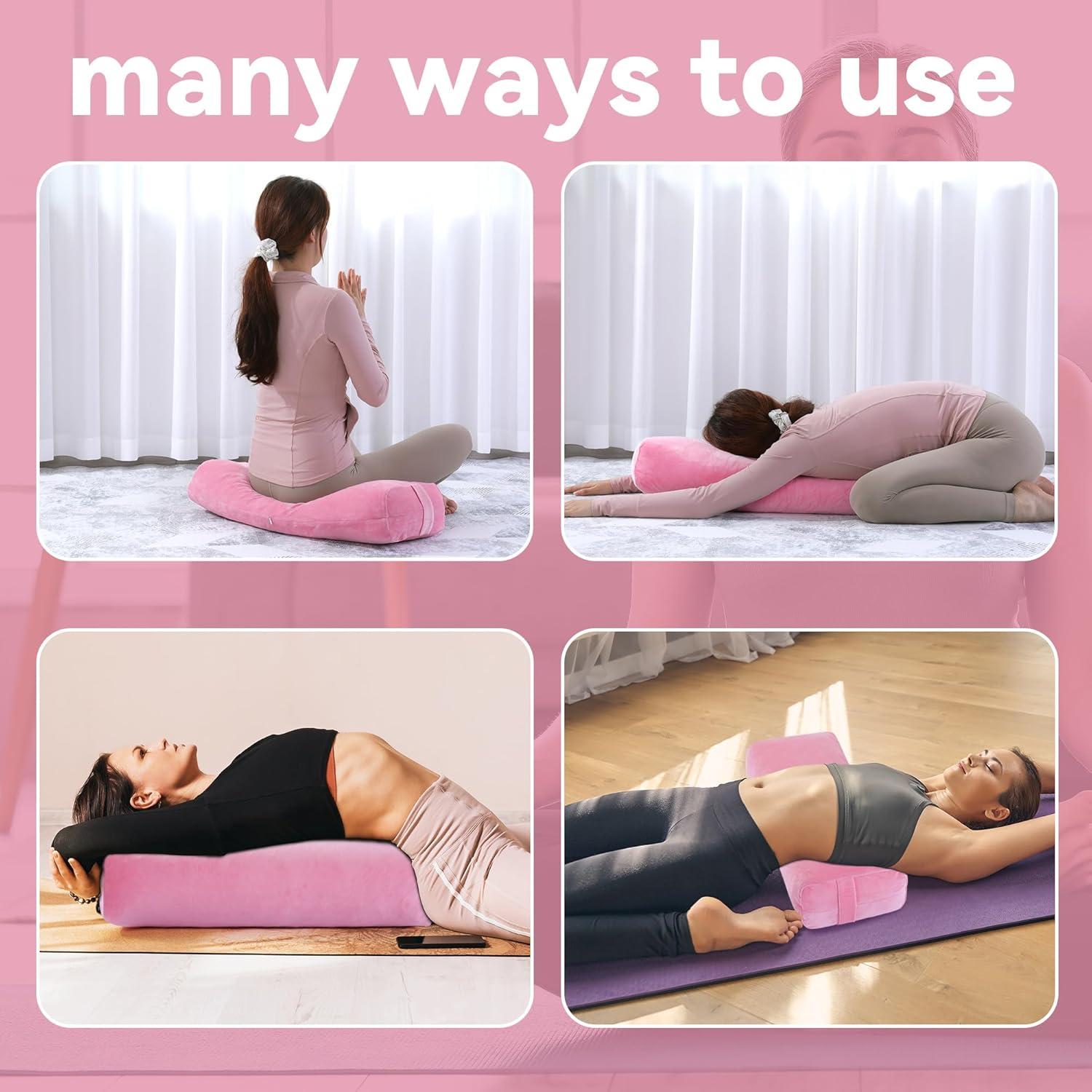 Conjunto de Almohadas de Yoga ROYALAY Rosa - Rectangulares y Cilíndricas