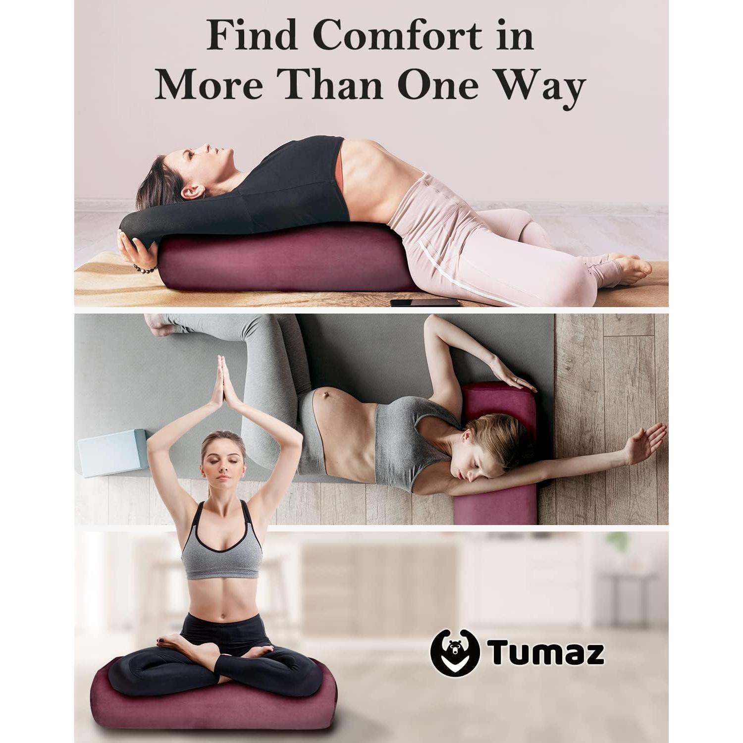 Conjunto de Cojines de Yoga Tumaz - Almohada Meditación Burdeos