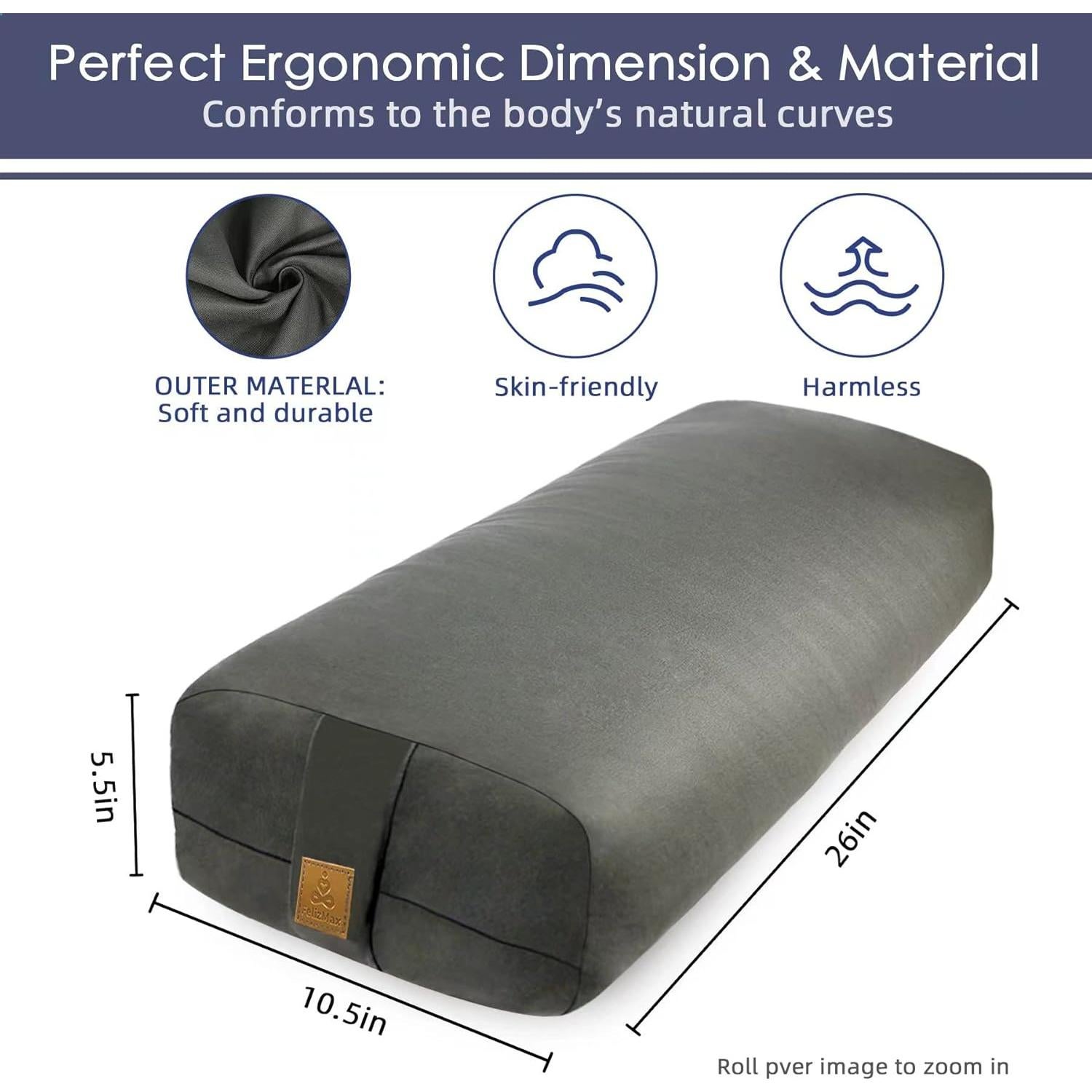 Cojín de Yoga Rectangular FelizMax 66x27 cm Algodón Ergonomico