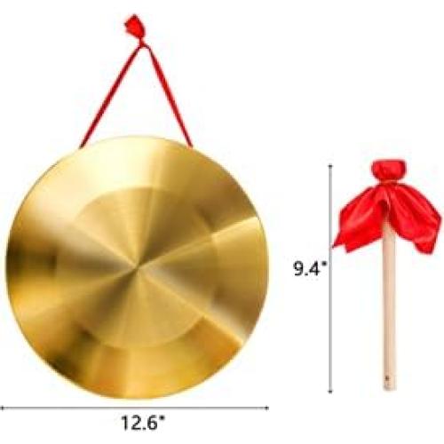 Gong Chino ZEAYEA 32 cm con Mazo y Cinta Roja