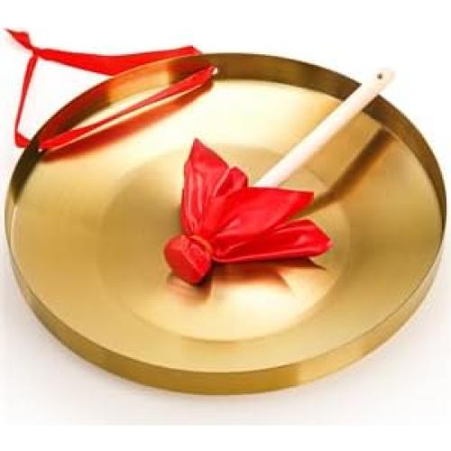 Gong Chino ZEAYEA 32 cm con Mazo y Cinta Roja