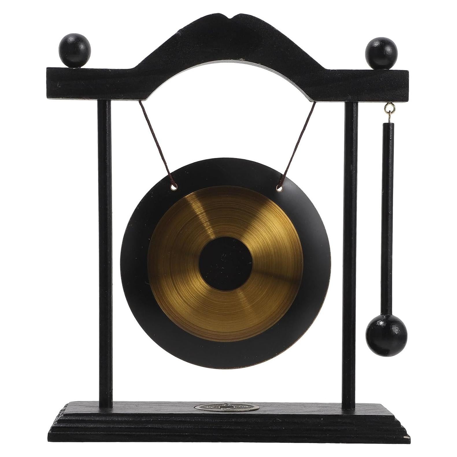 Gong de Latón HOMSFOU con Soporte y Mazo 24x21cm Feng Shui