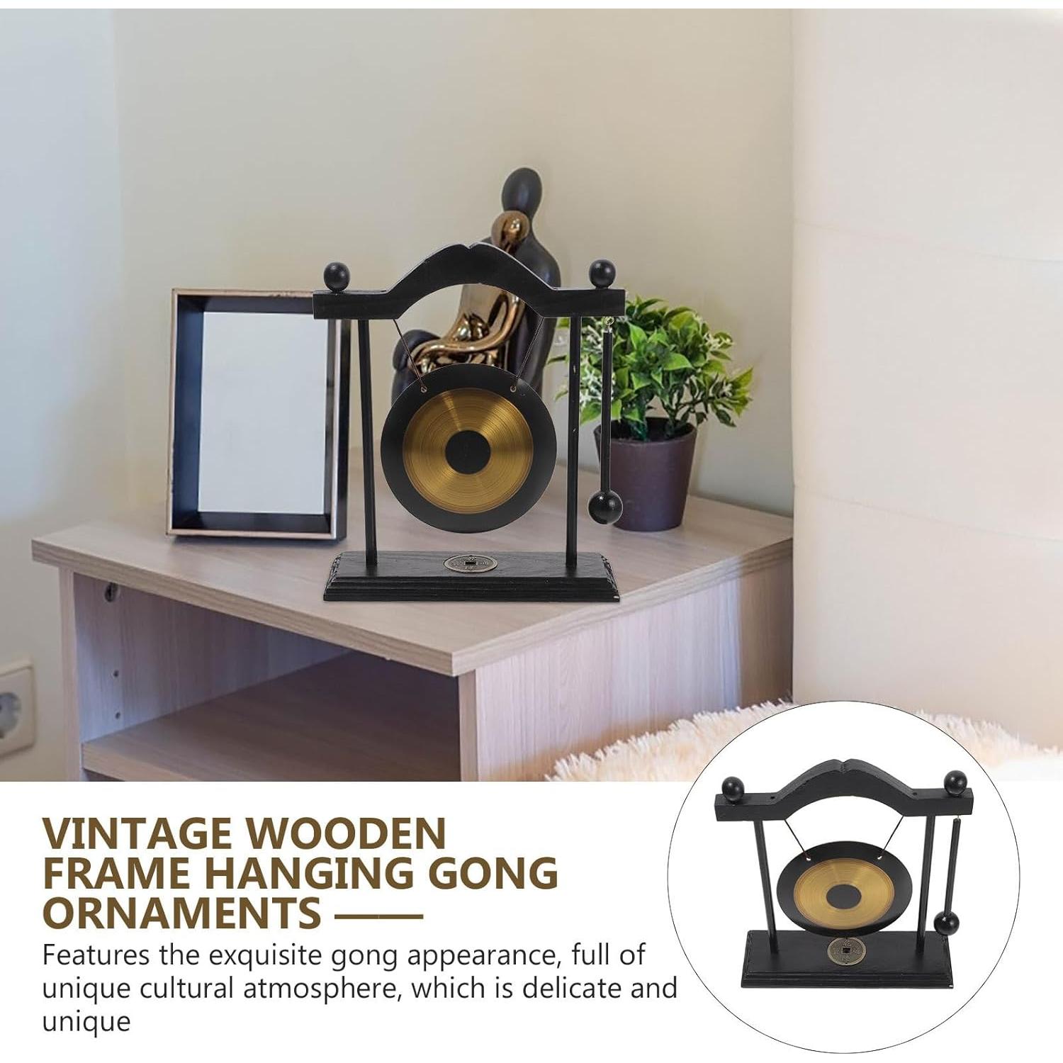 Gong de Latón HOMSFOU con Soporte y Mazo 24x21cm Feng Shui