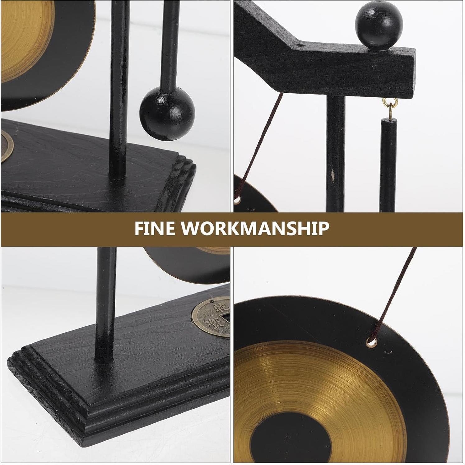 Gong de Latón HOMSFOU con Soporte y Mazo 24x21cm Feng Shui