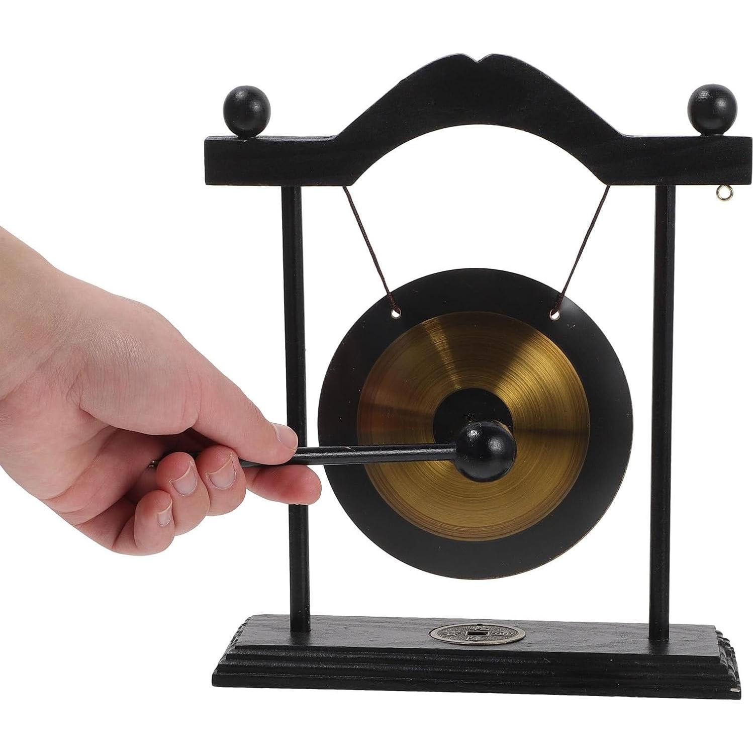 Gong de Latón HOMSFOU con Soporte y Mazo 24x21cm Feng Shui