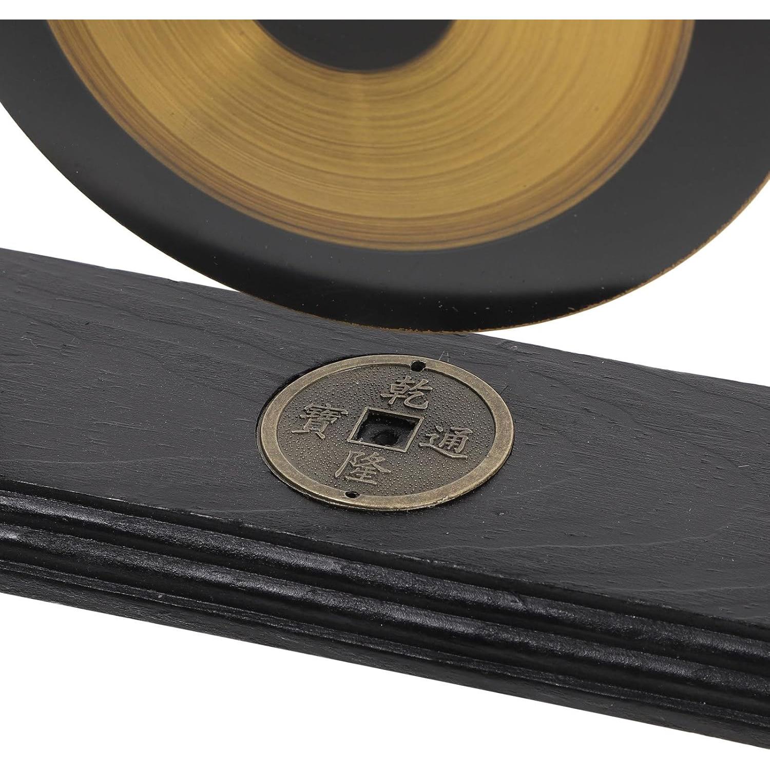 Gong de Latón HOMSFOU con Soporte y Mazo 24x21cm Feng Shui