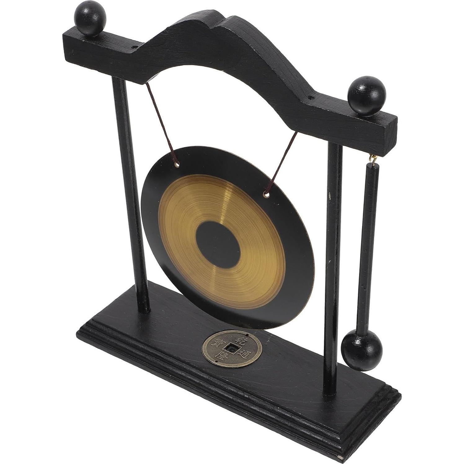Gong de Latón HOMSFOU con Soporte y Mazo 24x21cm Feng Shui