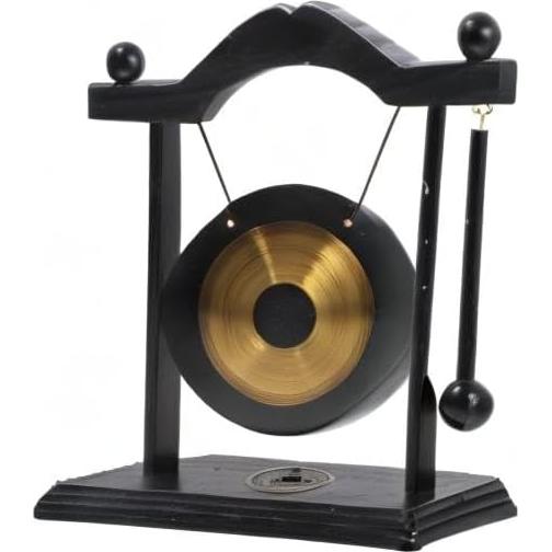 Gong de Latón HOMSFOU con Soporte y Mazo 24x21cm Feng Shui