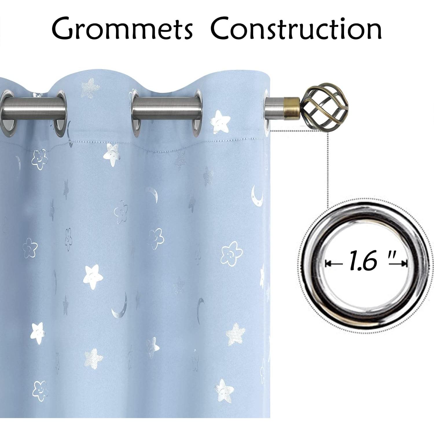 Cortinas Opacas BGment 42x72 Estrellas y Luna Azul Spa