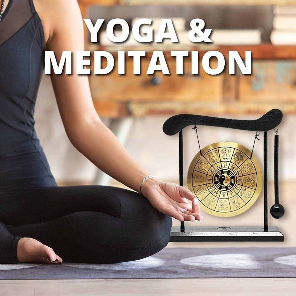 Gong de Escritorio Mandala Crafts - Mini Gong Zen de Bronce 25.4cm