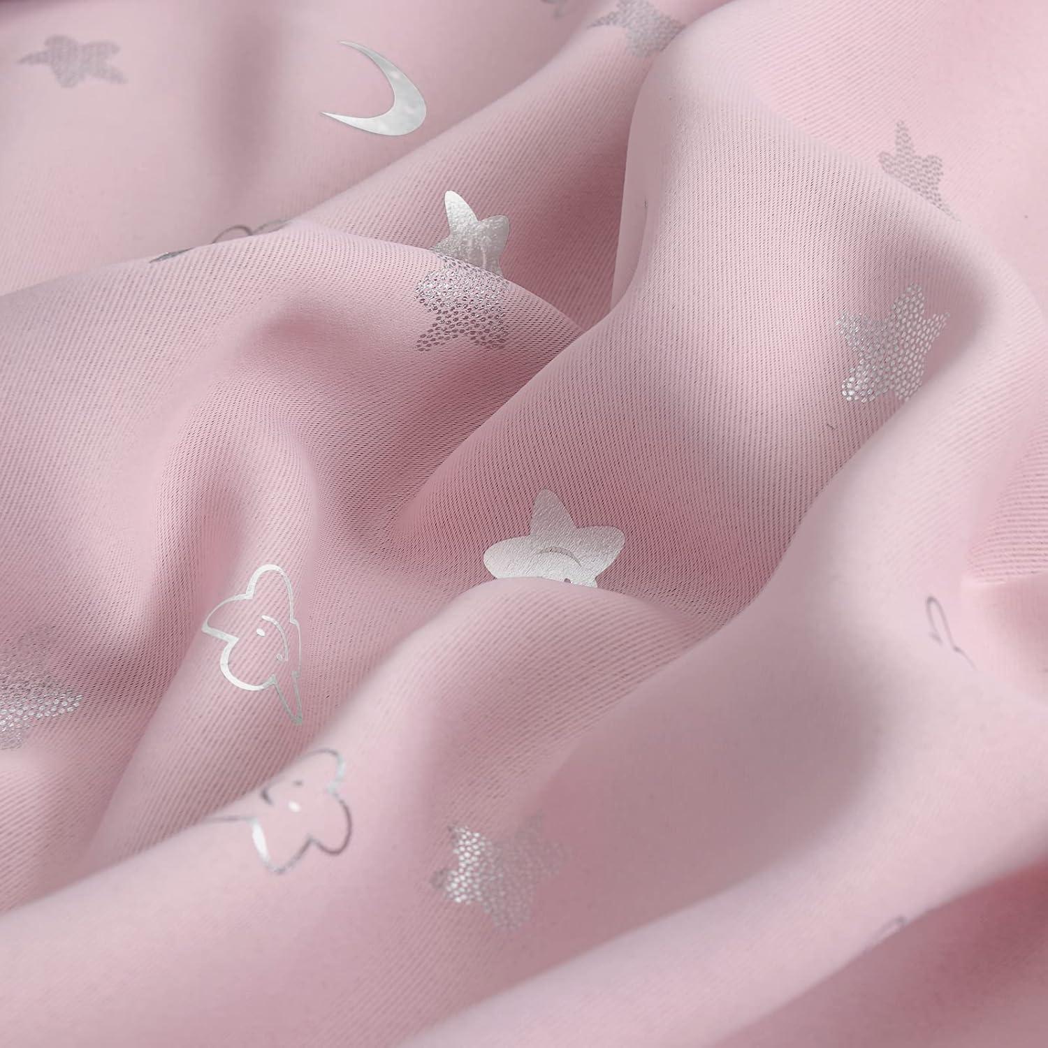 Cortinas Opacas BGment Rosadas 52x63 cm Estrellas y Luna