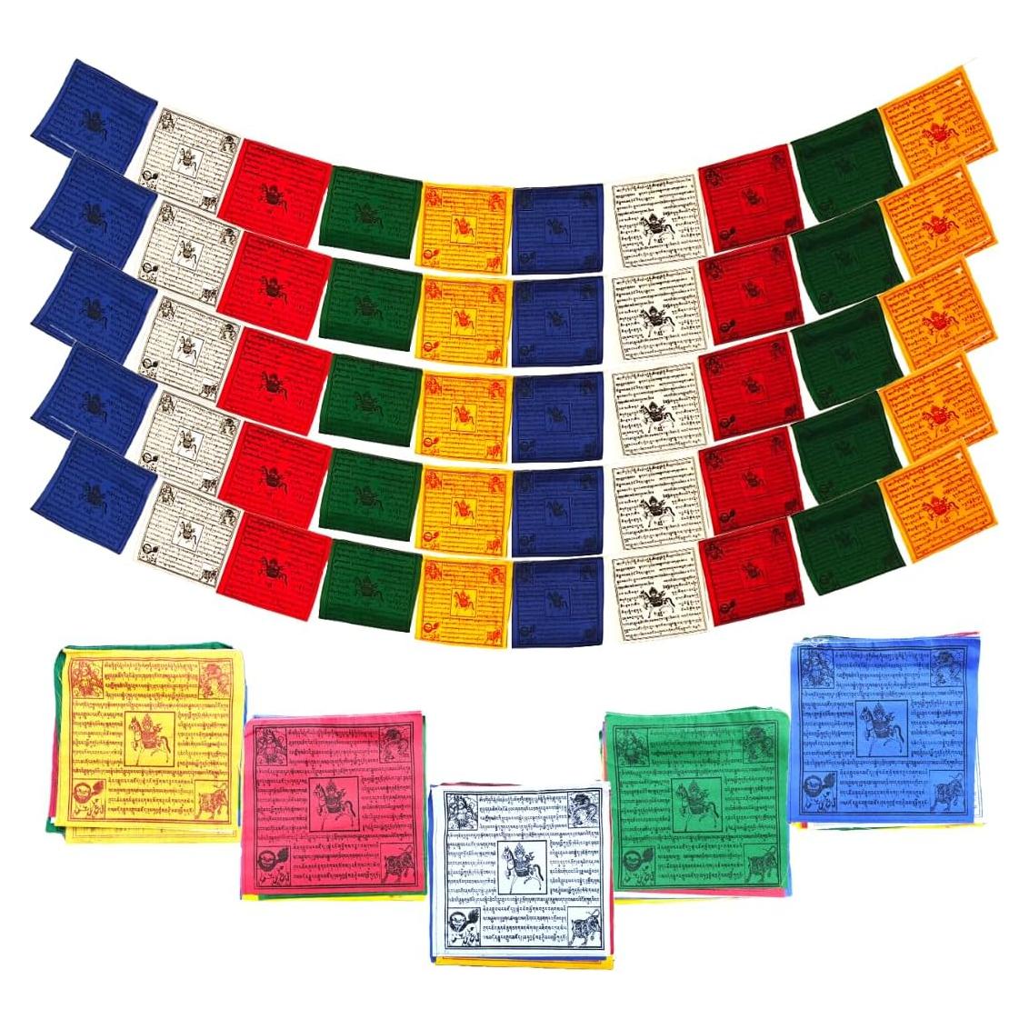 Banderas de Oración Tibetanas Auténticas - 50 Banderas 21x21cm