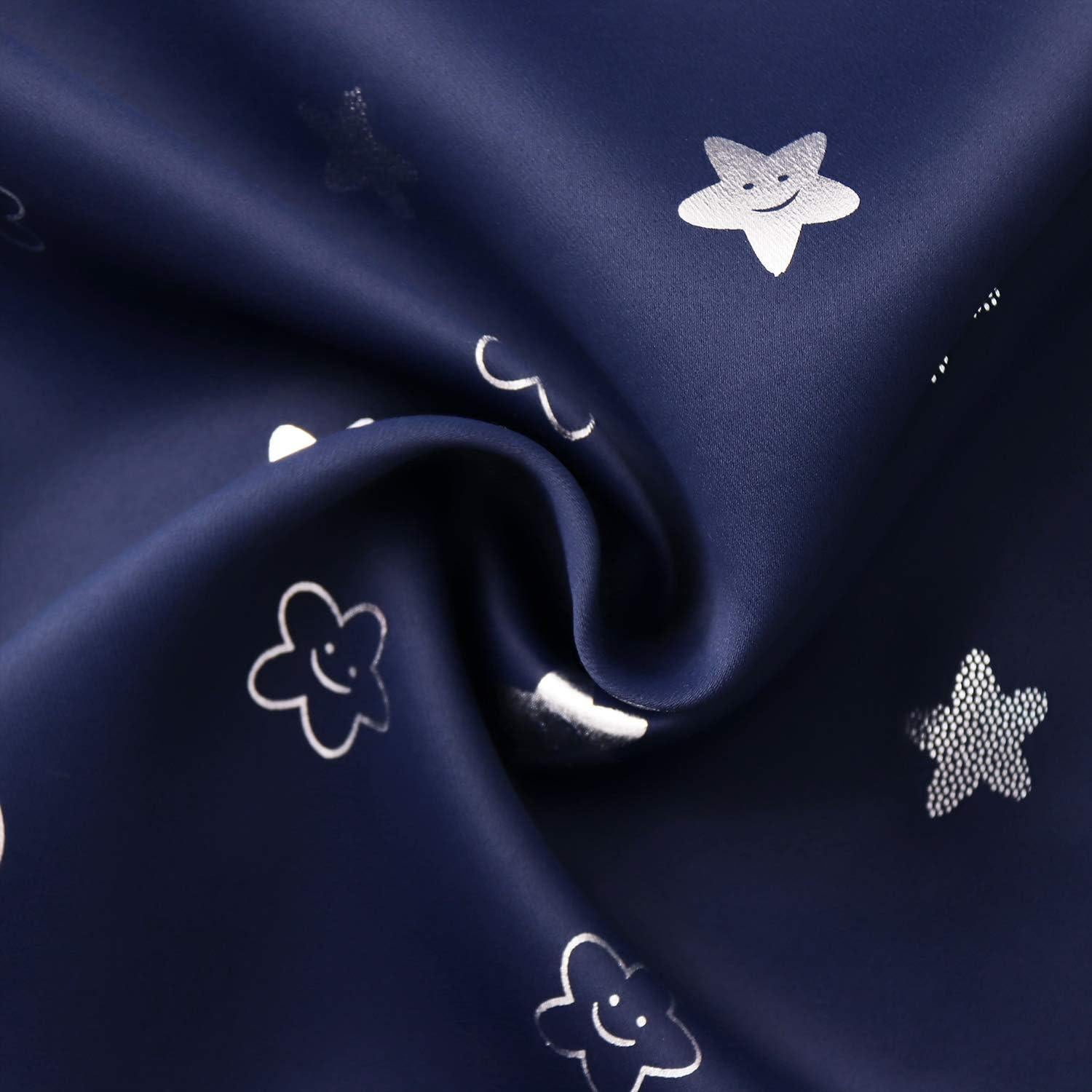 Cortinas Opacas BGment 2 Paneles 52x183 cm Estrellas Luna