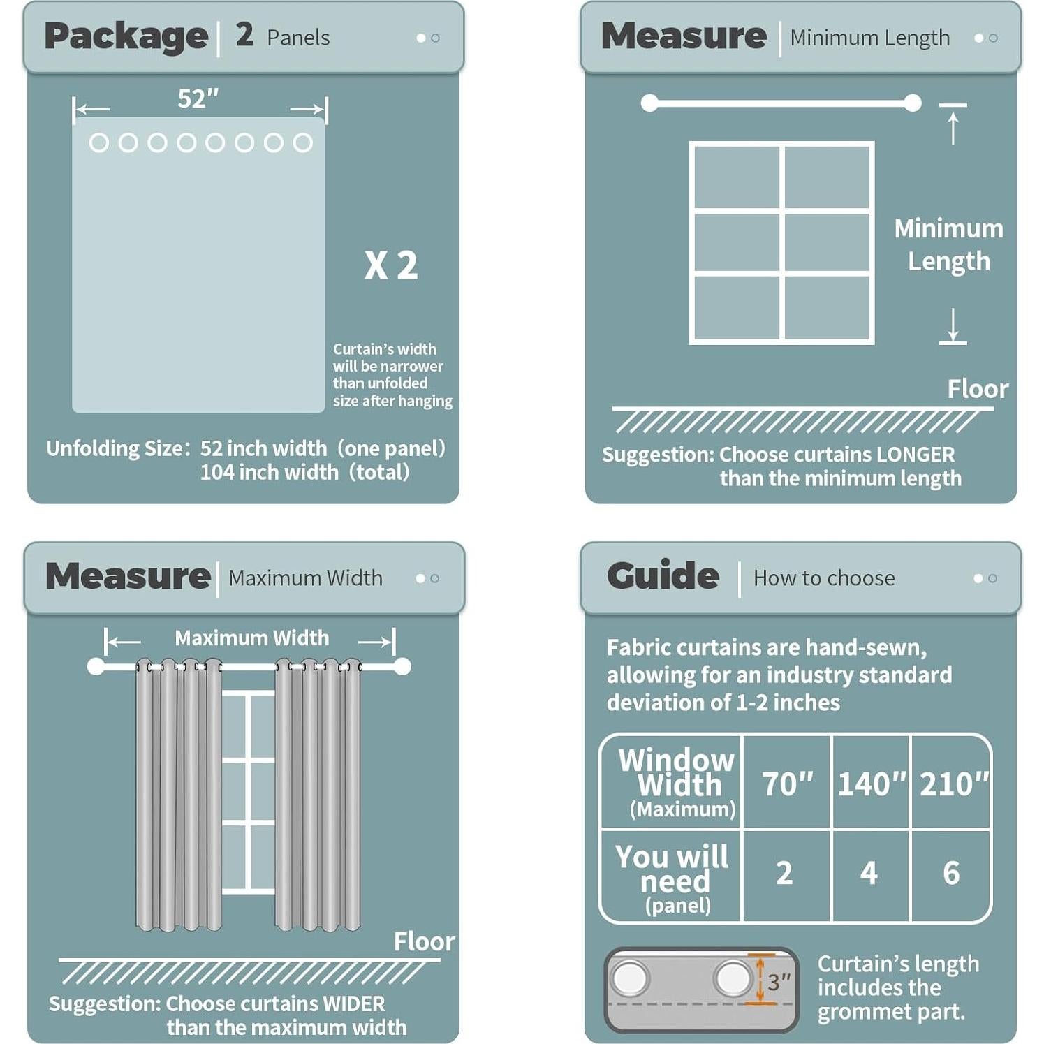 Cortinas Opacas BGment 2 Paneles 52x183 cm Estrellas Luna