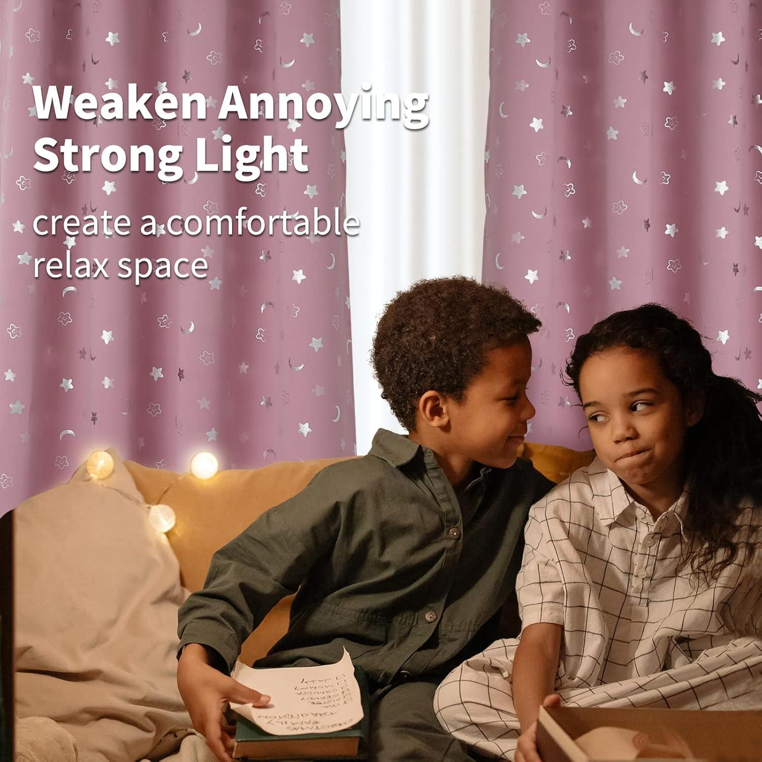 Cortinas BGment Rosa Claro 2 Paneles 42x54 Oscurecimiento