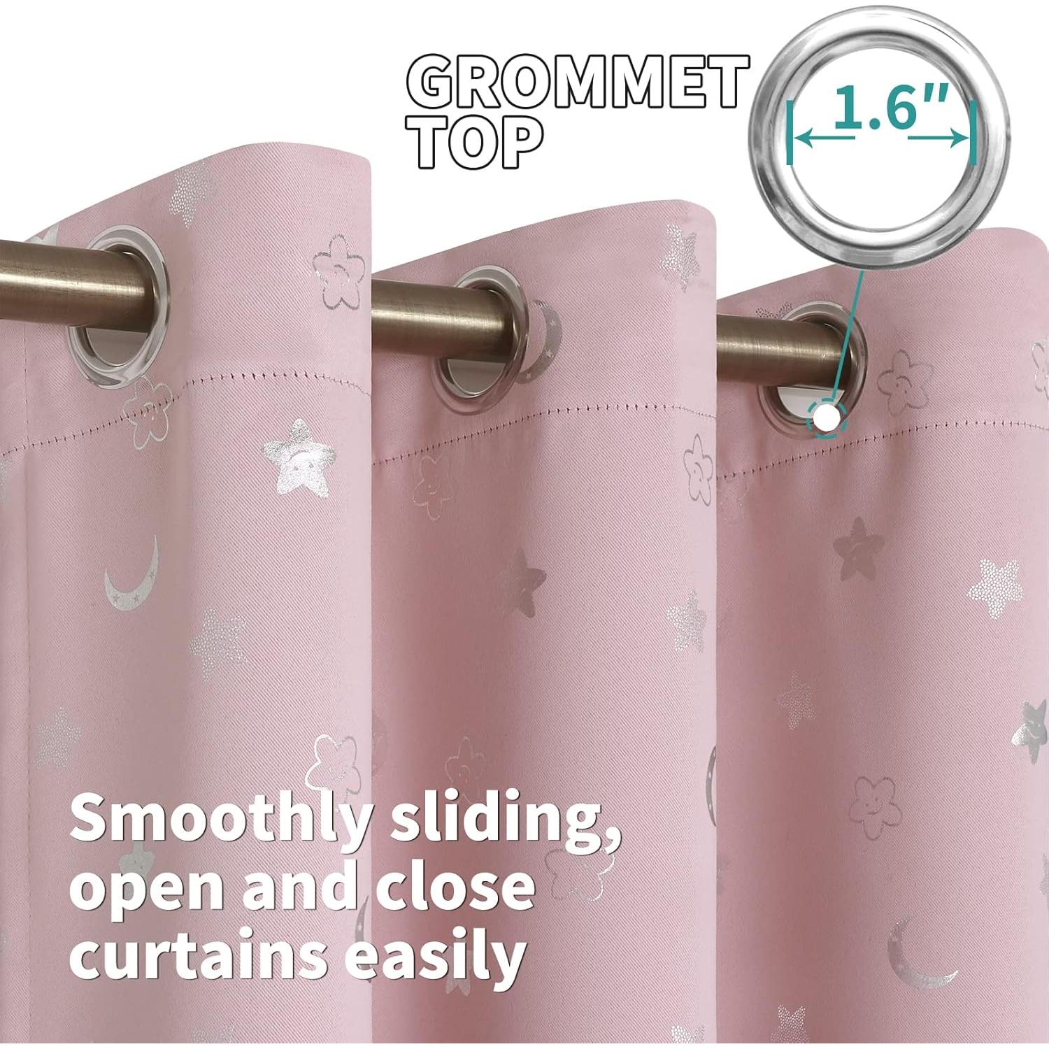 Cortinas BGment Rosa Claro 2 Paneles 42x54 Oscurecimiento