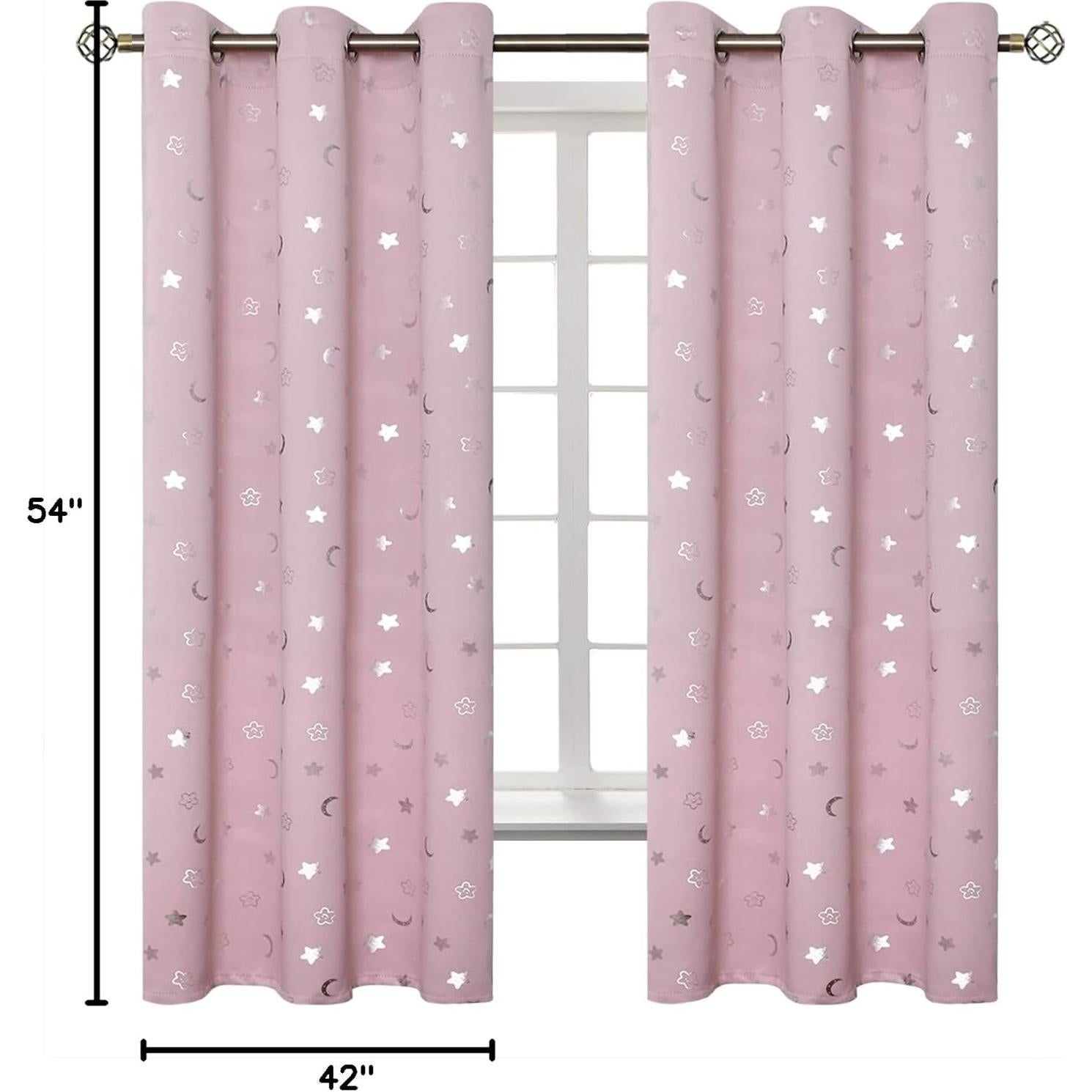 Cortinas BGment Rosa Claro 2 Paneles 42x54 Oscurecimiento