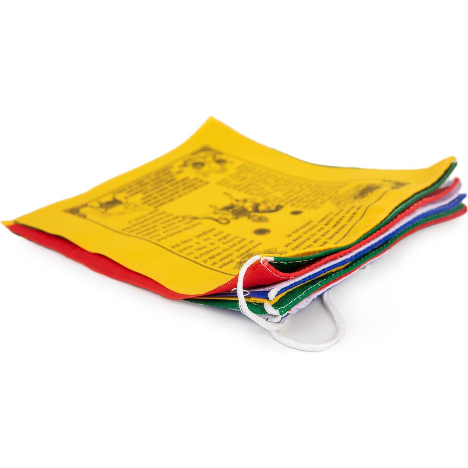 Tibetan Prayer Banners – Handprinted Wind Horse Flags Affirmation, Outdoor Décor, Made in Nepal (Set of 10 individual flag in a single roll)