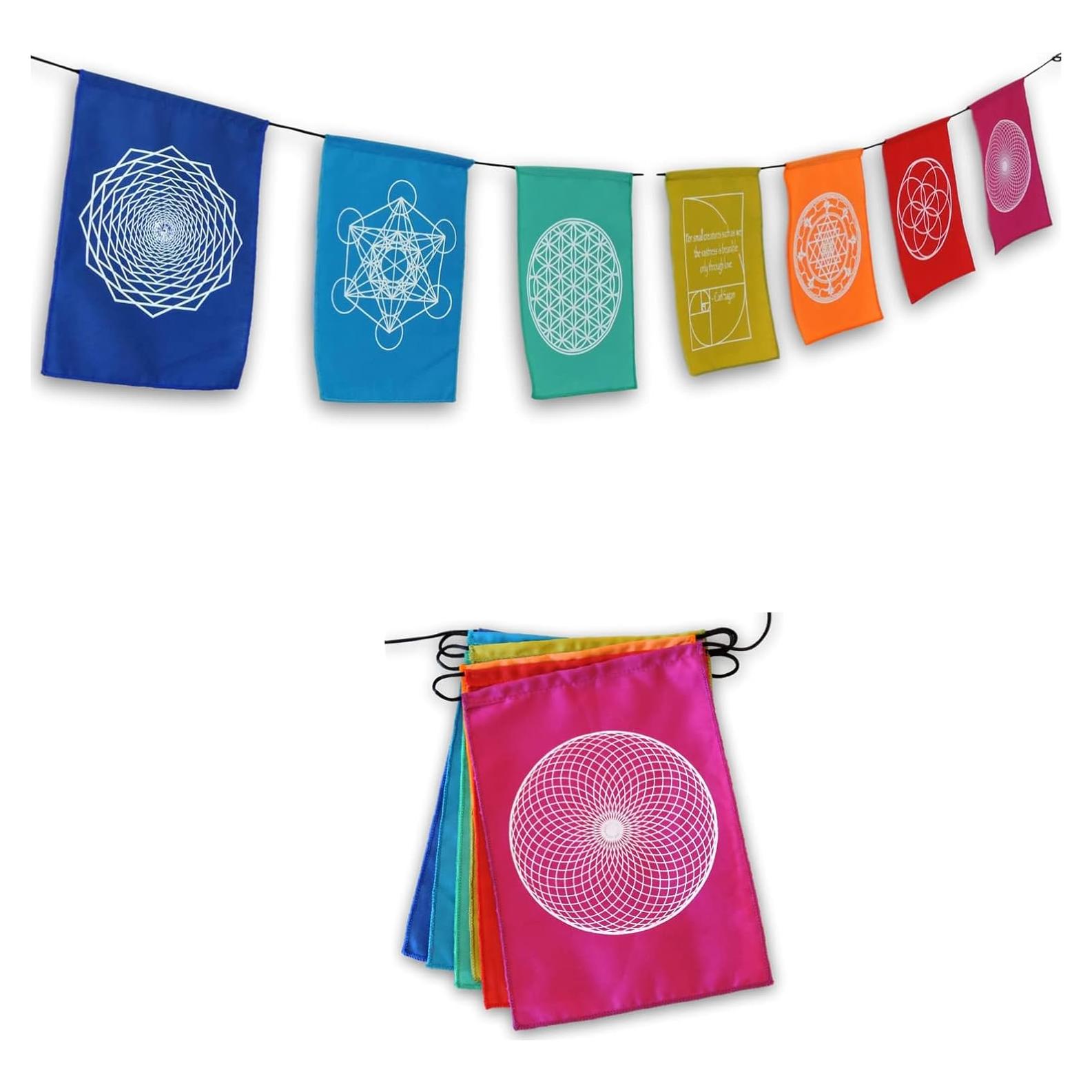 Banderas de Oración Arcoíris Geometría Sagrada 23x30 cm