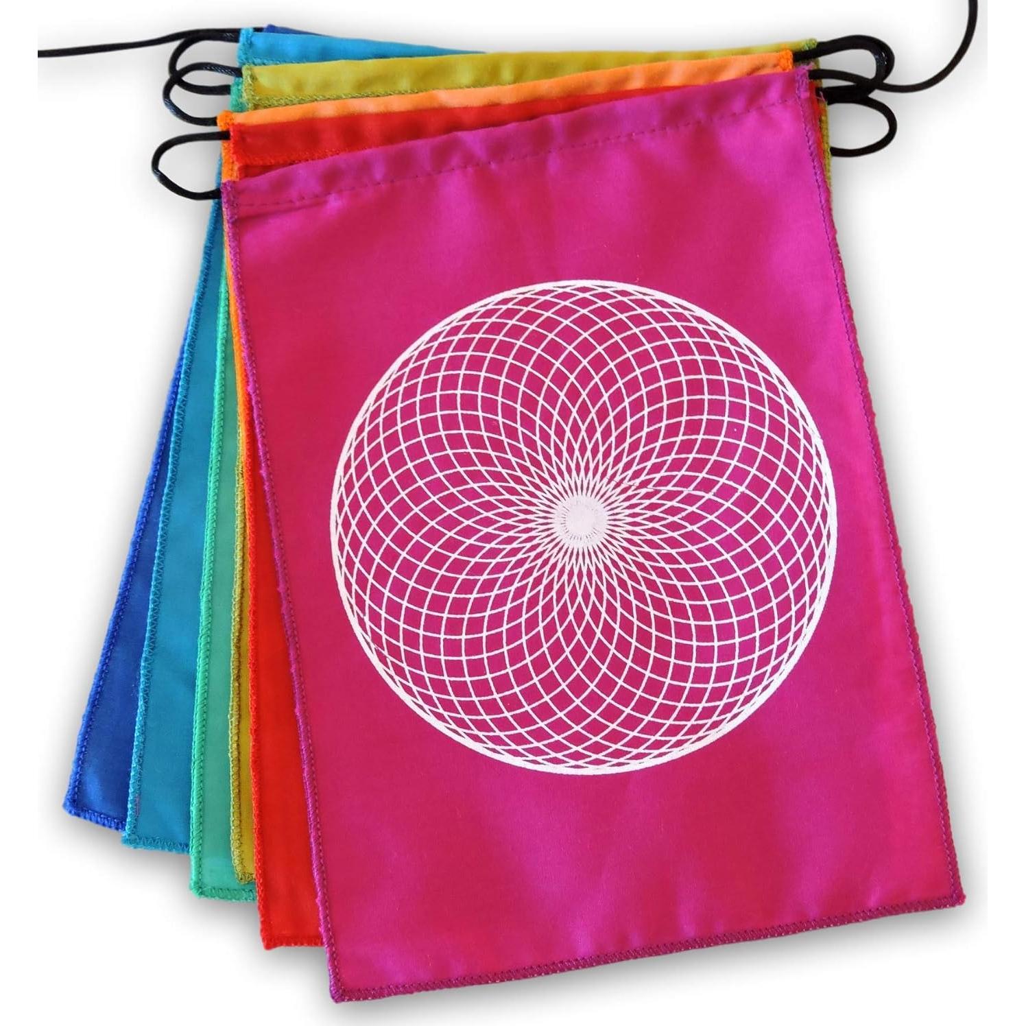 Banderas de Oración Arcoíris Geometría Sagrada 23x30 cm