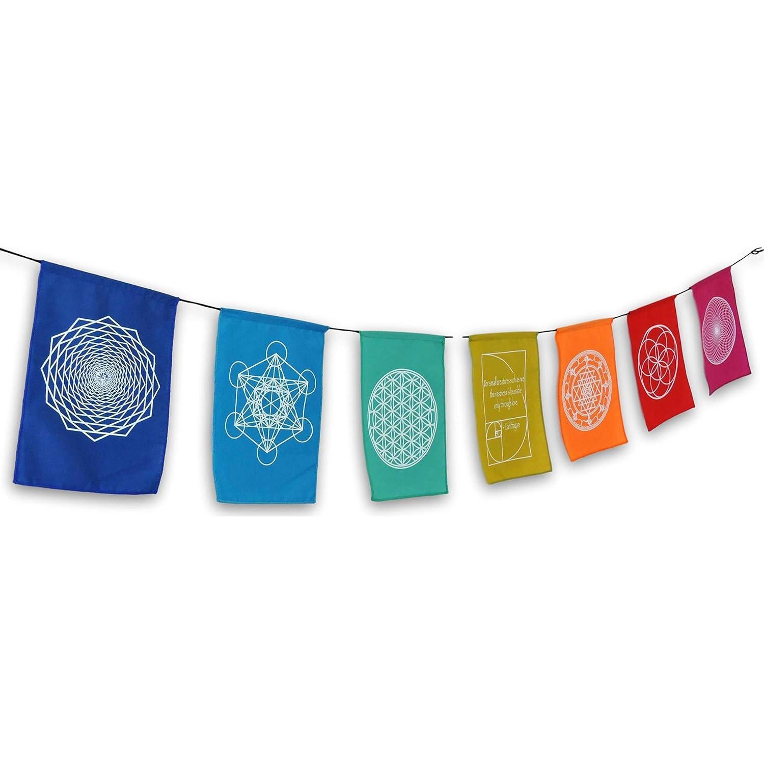 Banderas de Oración Arcoíris Geometría Sagrada 23x30 cm