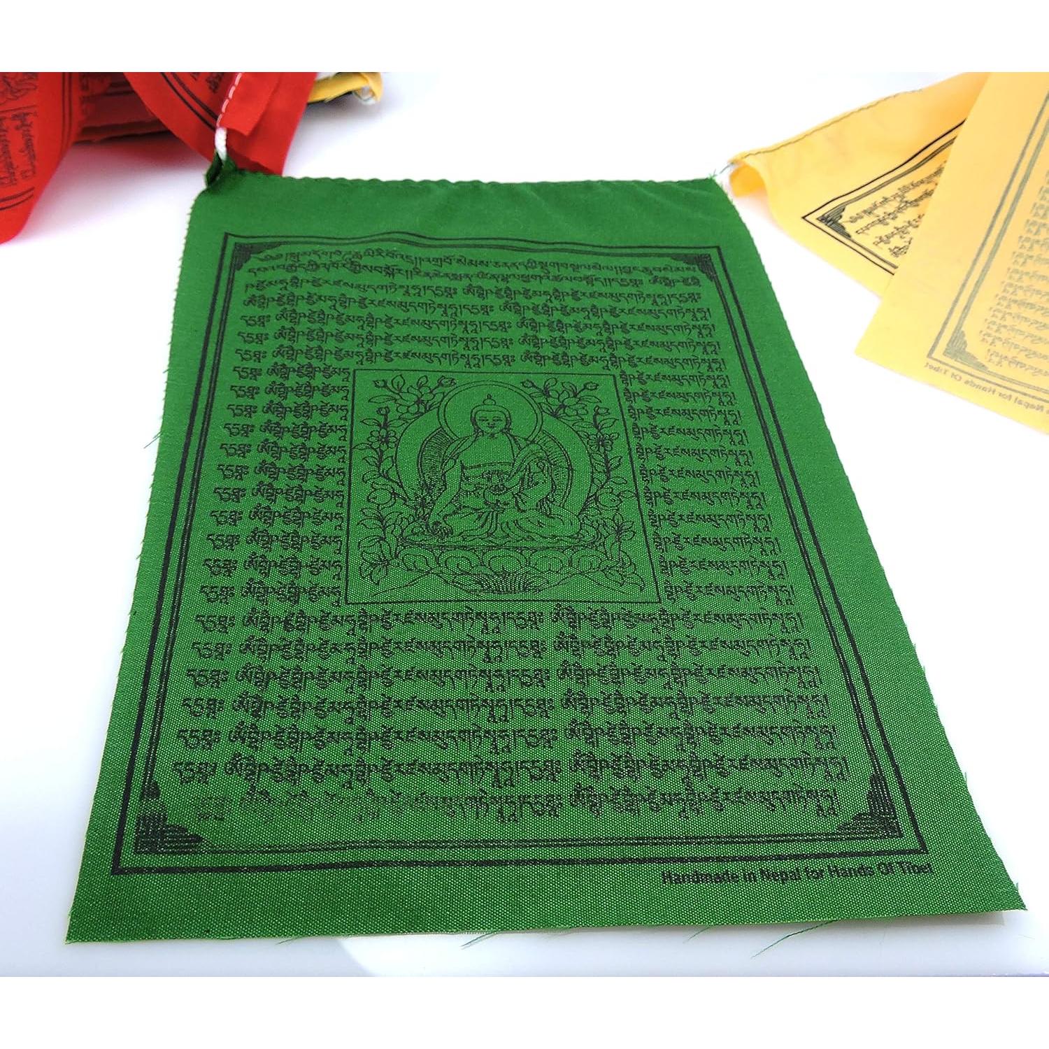 Banderas de Oración Tibetanas Hechas a Mano - Hands Of Tibet, 10 Piezas, 15x20 cm