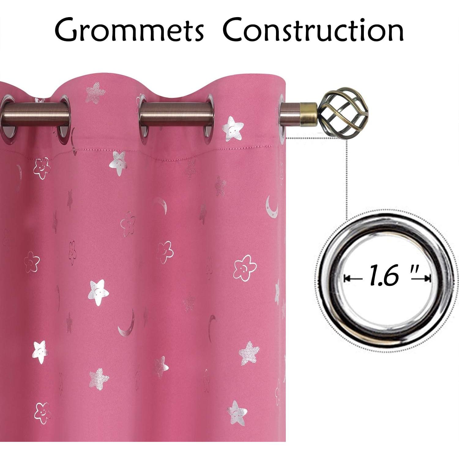 Cortinas Opacas BGment Rosa 42x72 cm Estrellas y Luna