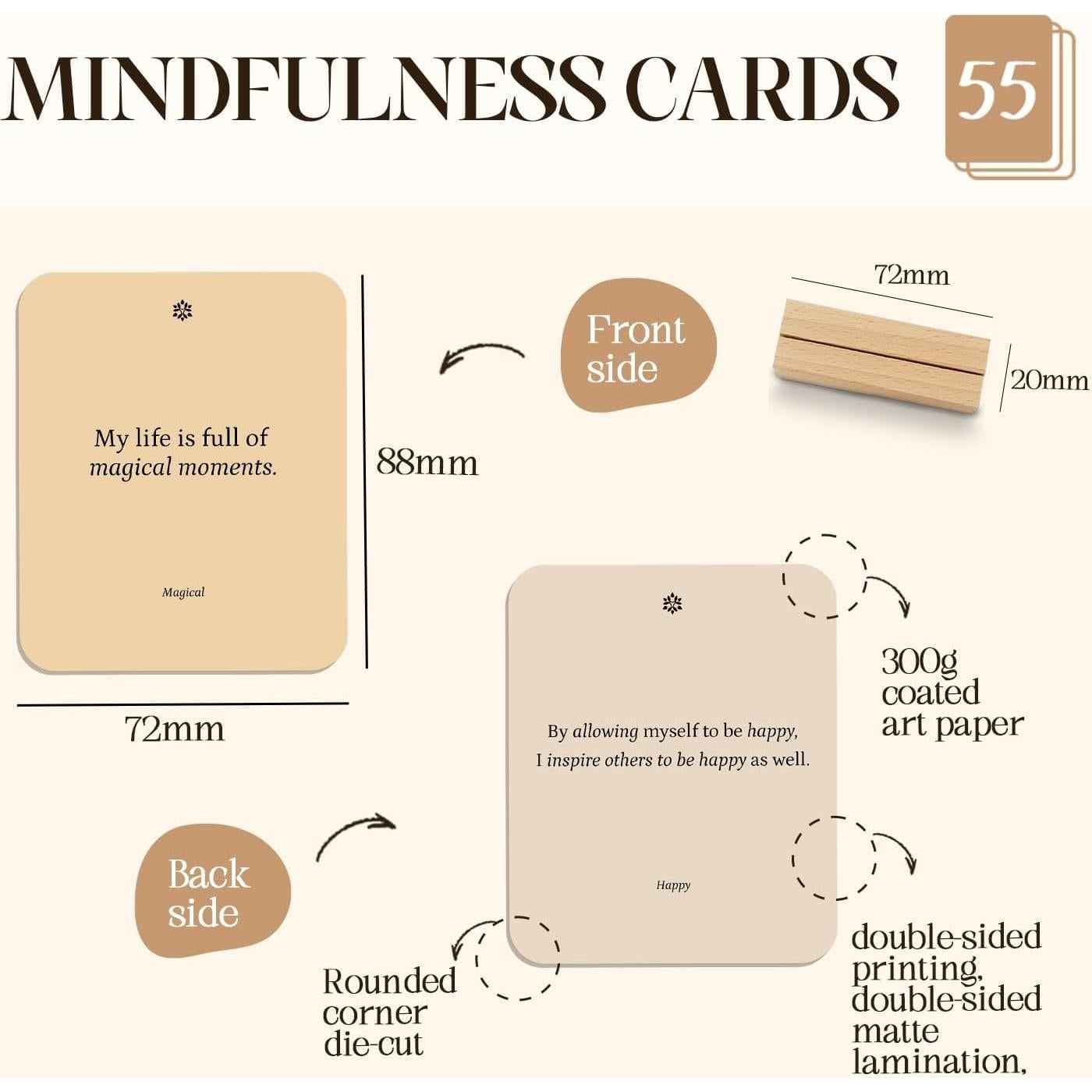 Tarjetas de Afirmación Positiva BIROYAL - 55 Tarjetas 8.9x7.1cm