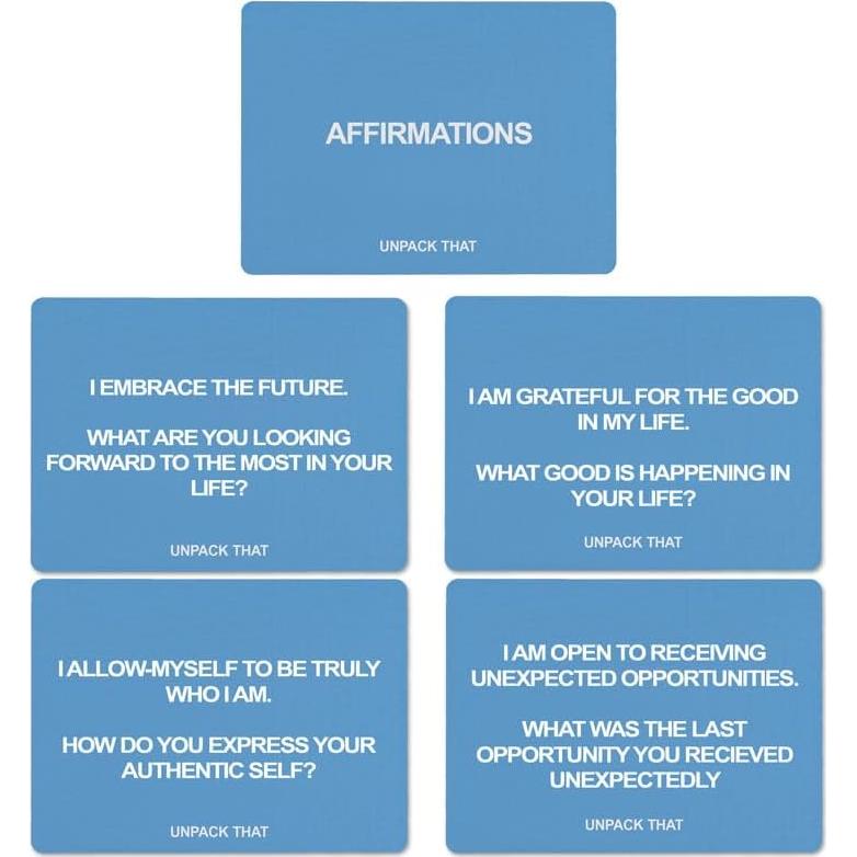 Juego de Cartas de Afirmaciones UNPACK THAT - 25 Tarjetas de Crecimiento Personal