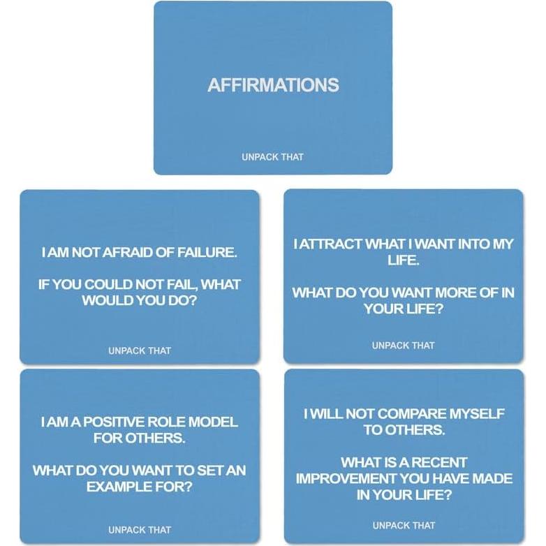 Juego de Cartas de Afirmaciones UNPACK THAT - 25 Tarjetas de Crecimiento Personal
