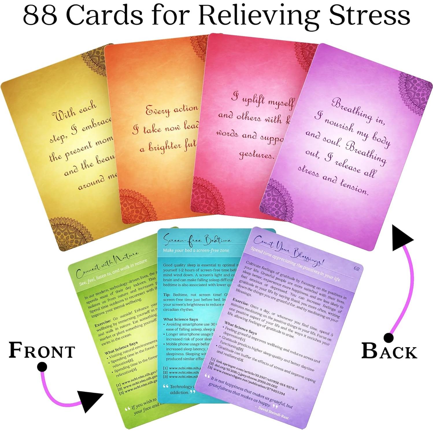 Tarjetas de Alivio del Estrés Asana Moon - 88 Afirmaciones Positivas