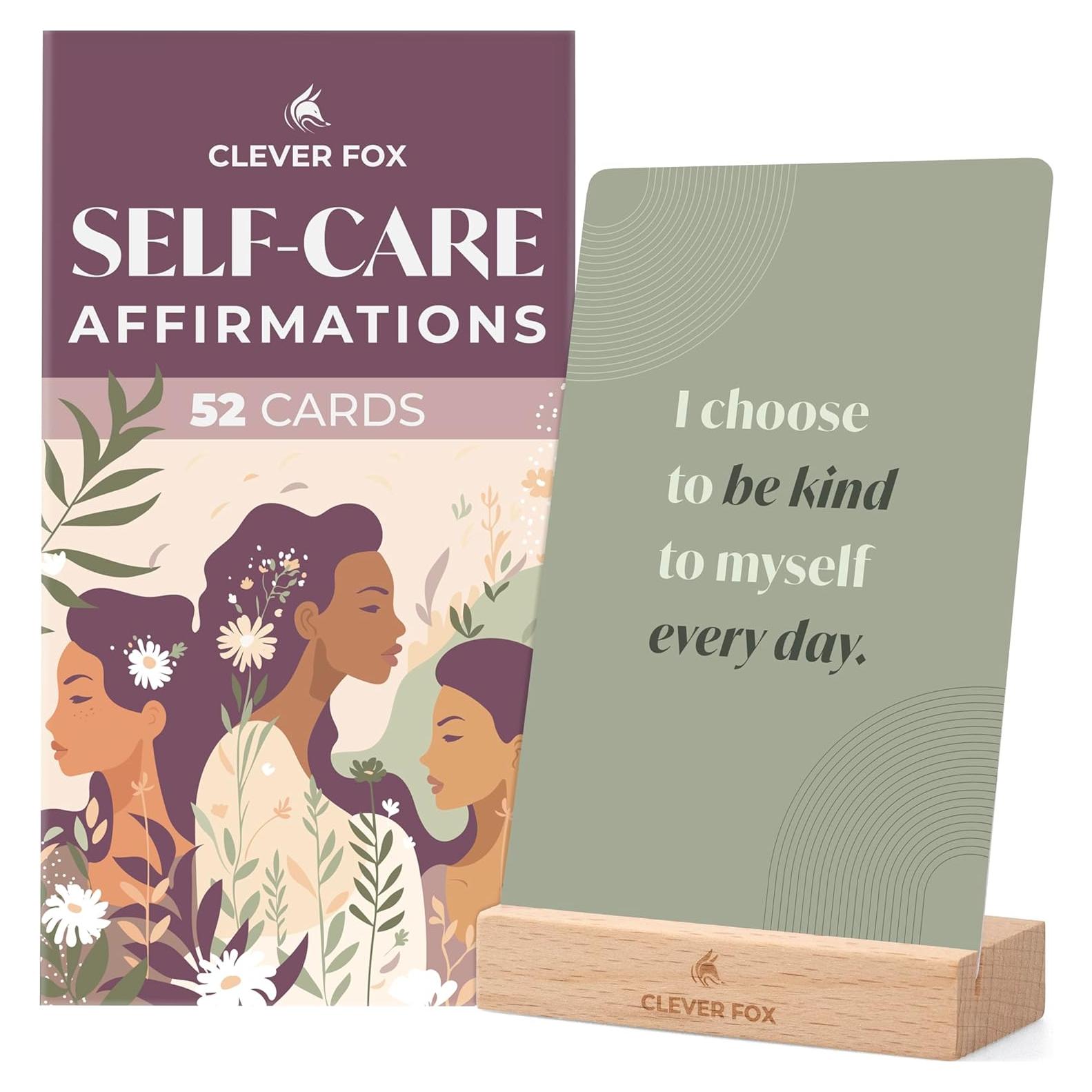 Tarjetas de Afirmación de Autocuidado Clever Fox - 52 Cartas para Bienestar