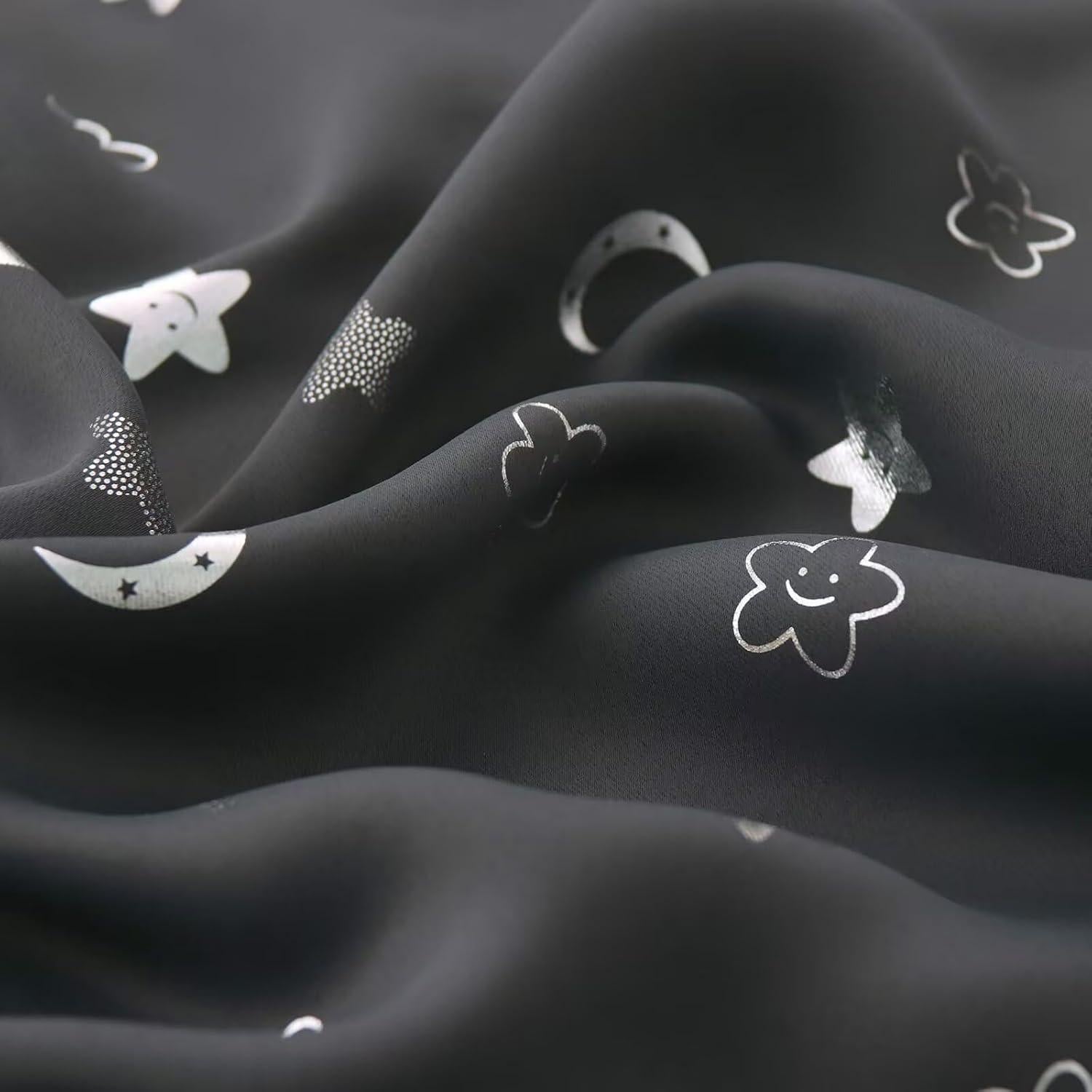 Cortinas Opacas BGment 2 Paneles Estrellas y Luna 106x213 cm