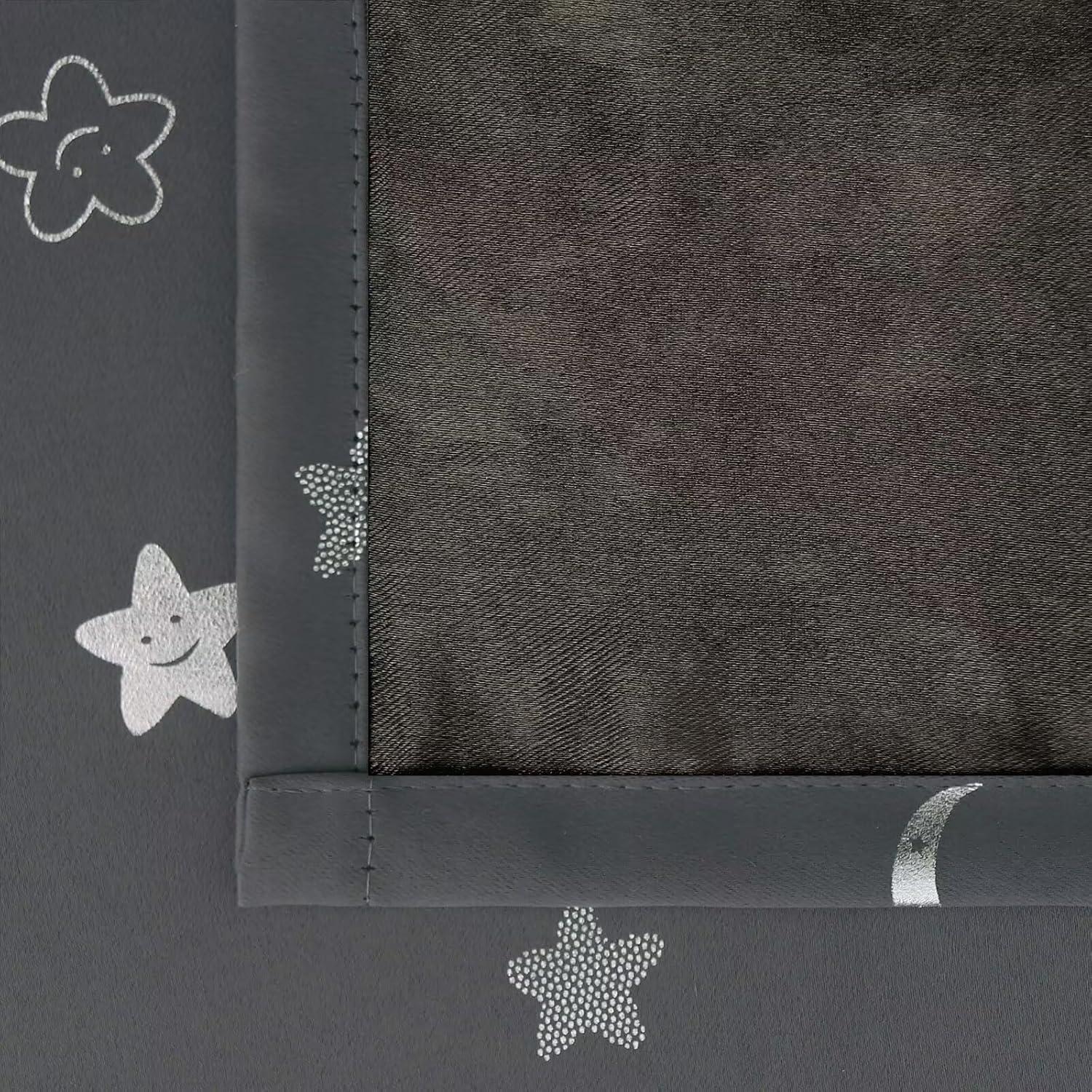 Cortinas Opacas BGment 2 Paneles Estrellas y Luna 106x213 cm