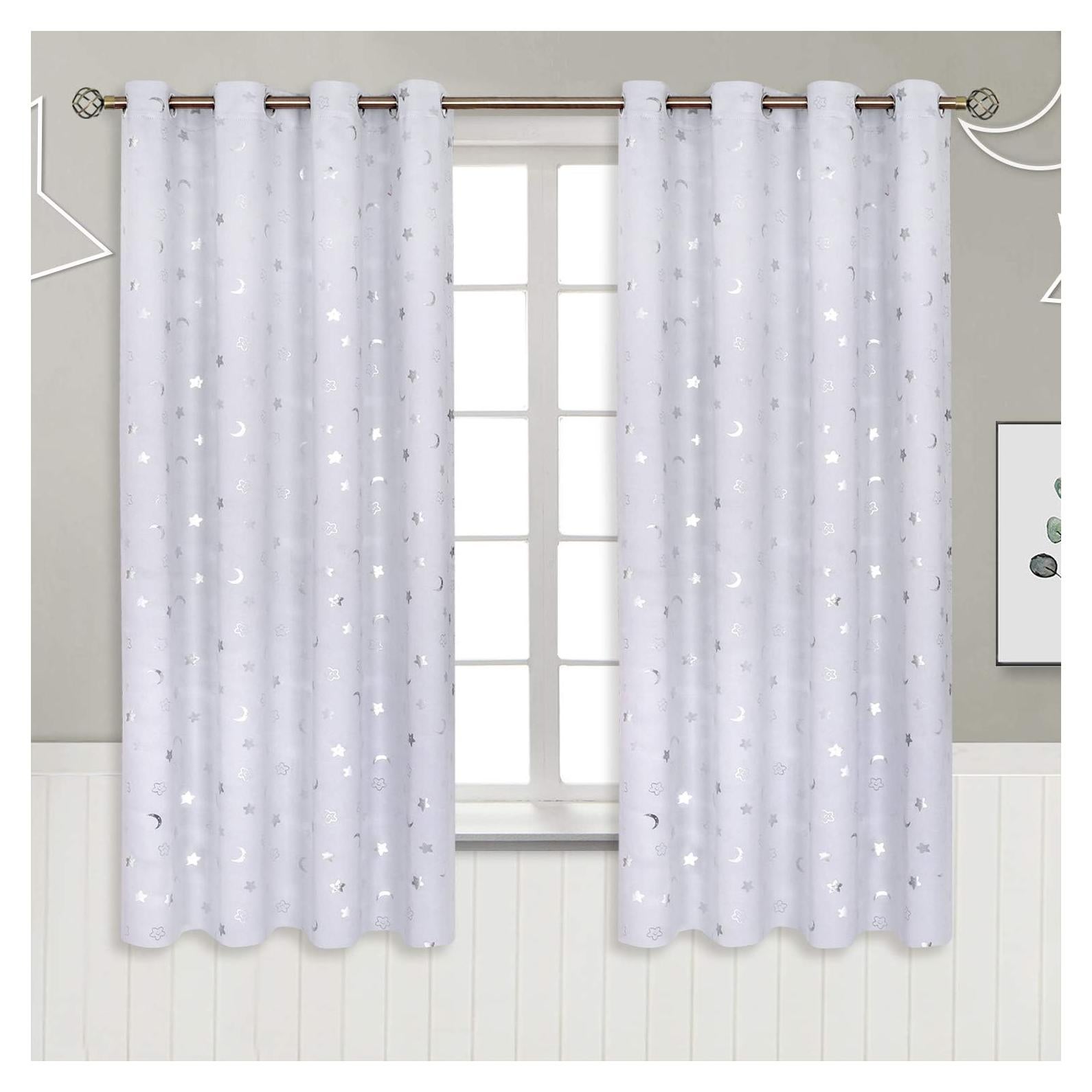 Cortinas Opacas BGment 2 Paneles 52x63 Estrellas y Luna