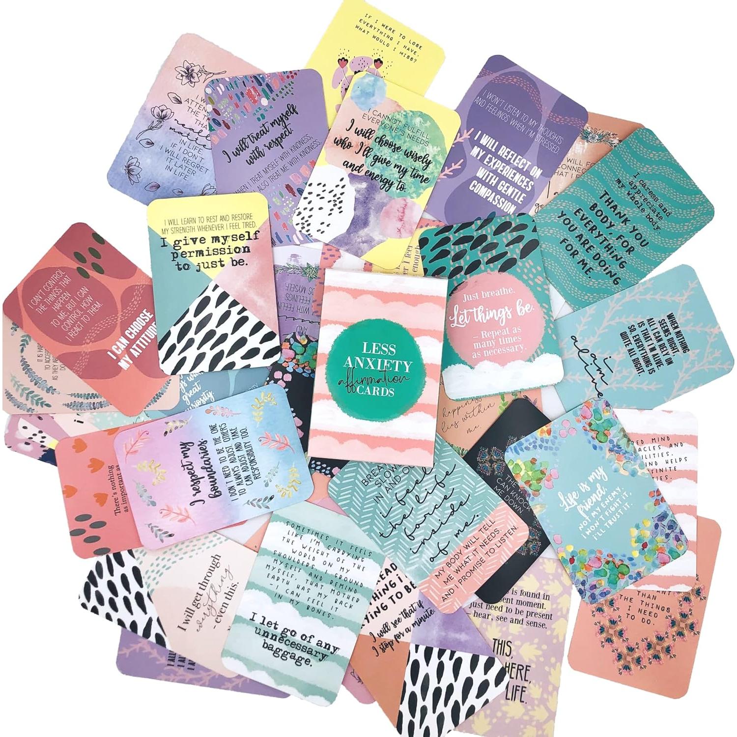 Tarjetas de Afirmación Menos Ansiedad - 45 Tarjetas Ilustradas