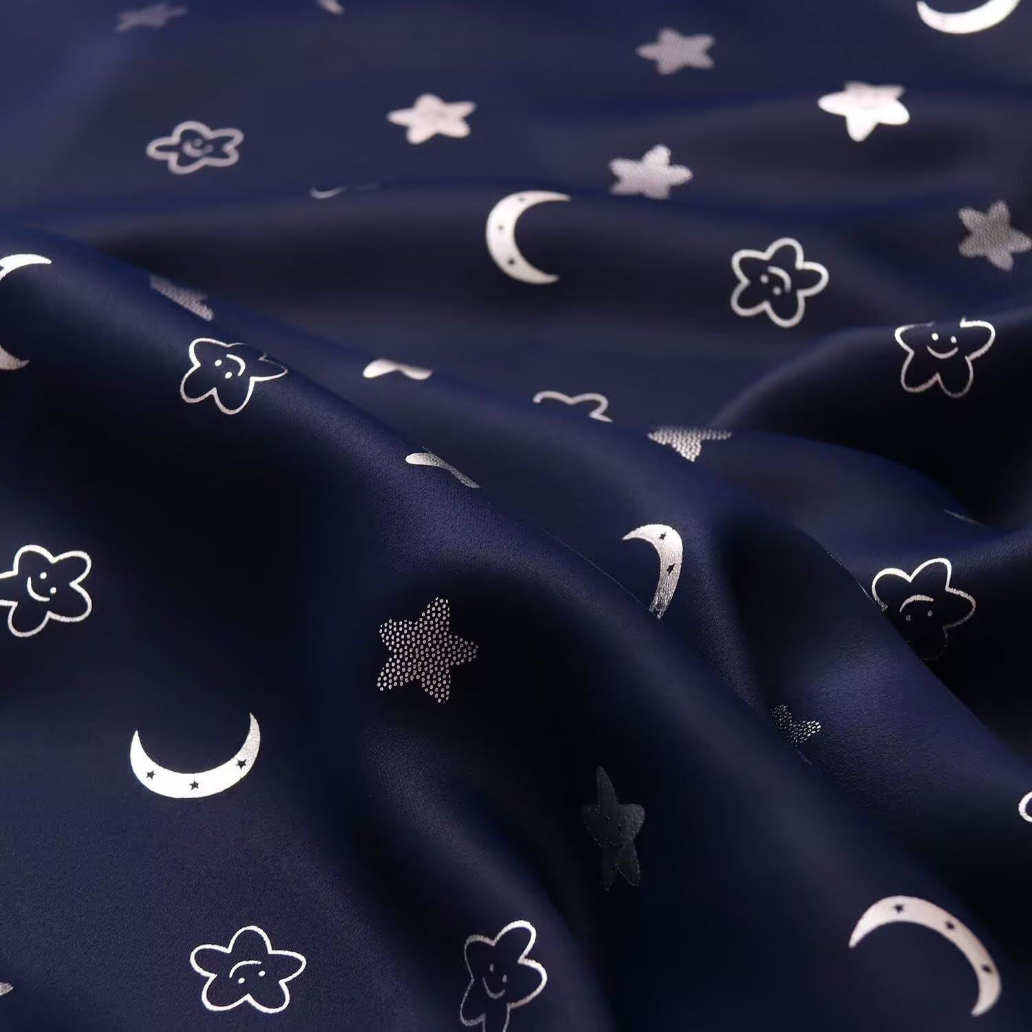 Cortinas Opacas BGment 2 Paneles 52x213 cm Estrellas Luna