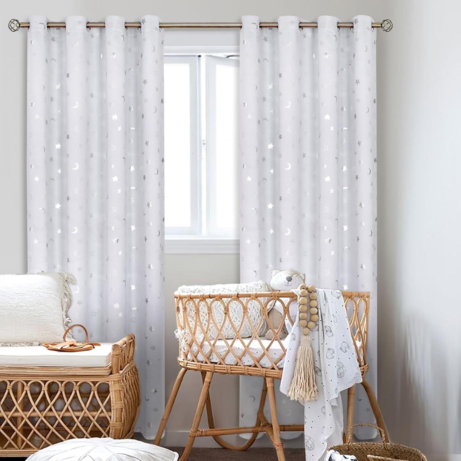 Cortinas Opacas BGment 2 Paneles Estrella y Luna 132x213 cm