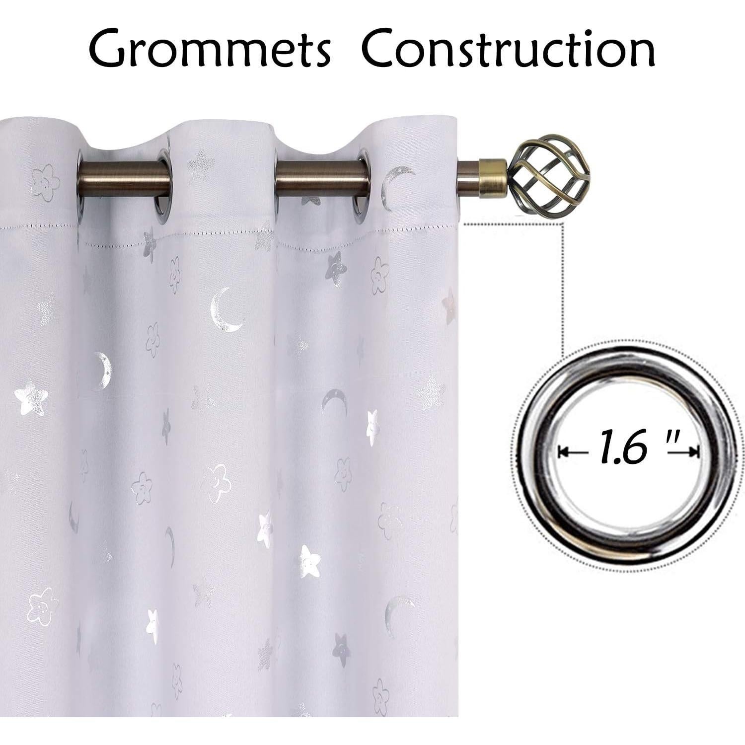 Cortinas Opacas BGment 2 Paneles Estrellas y Luna 106x213 cm