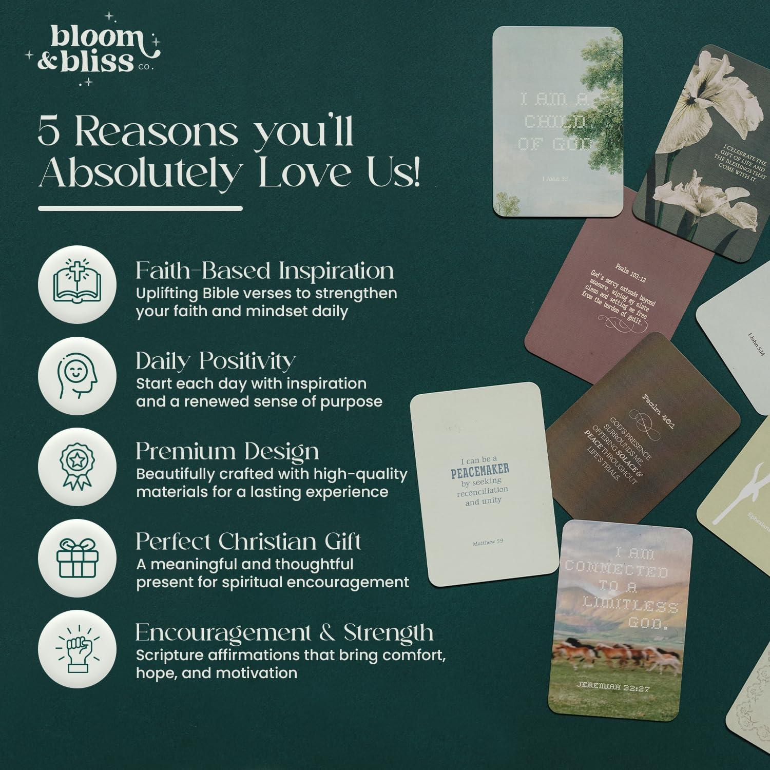 Tarjetas de Afirmación Positiva Bloom and Bliss | 50 Versículos