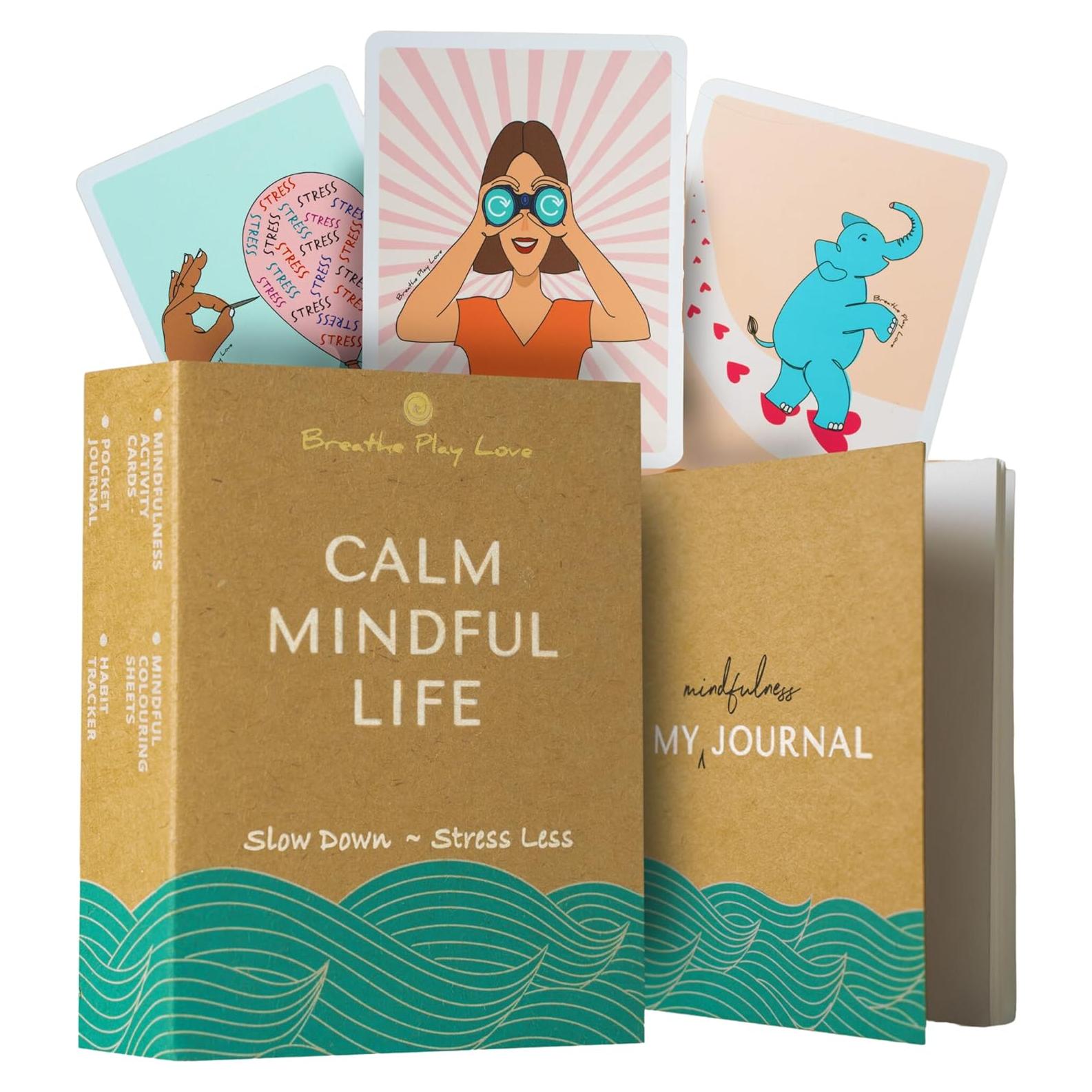 Tarjetas de Mindfulness Breathe Play Love con Diario de Bolsillo