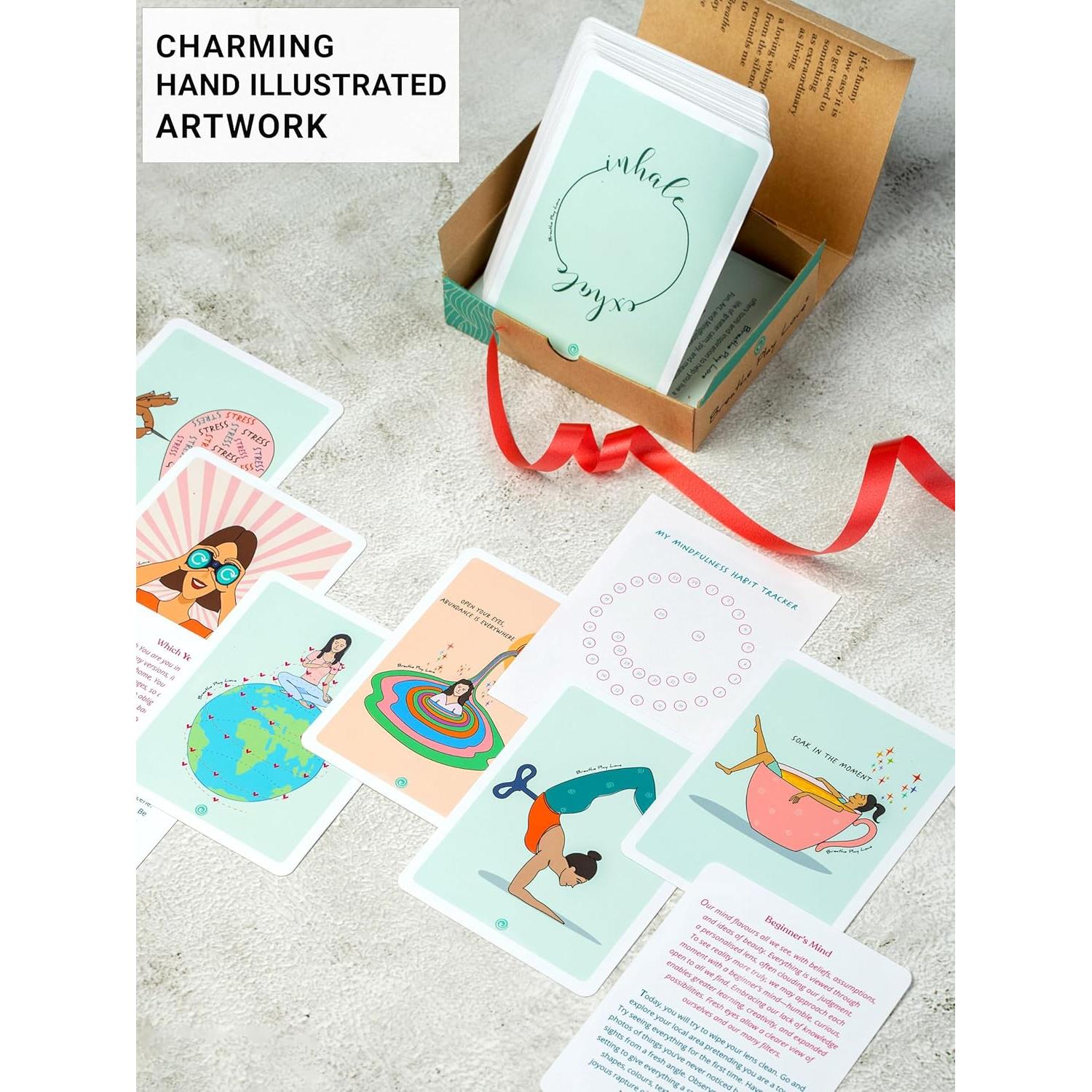 Tarjetas de Mindfulness Breathe Play Love con Diario de Bolsillo