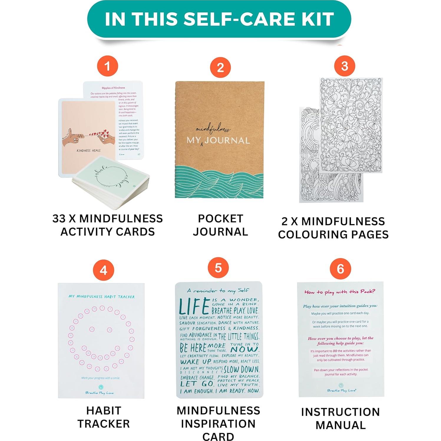 Tarjetas de Mindfulness Breathe Play Love con Diario de Bolsillo